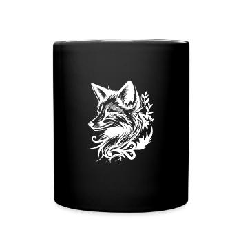 Schlauer Fuchs in Tattoo Tinte - Tasse einfarbig - Schwarz - Vorne