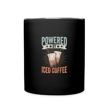 Powered By Iced Coffee Funny Caffeinated Iced - Tasse einfarbig - Schwarz - Vorne