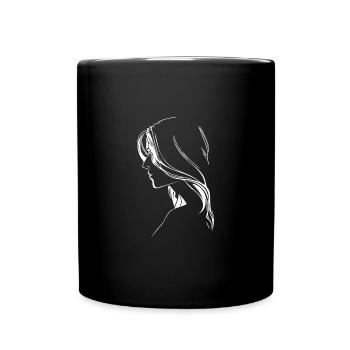 Porträt Frau Tattoo mit stylish langen Haaren - Tasse einfarbig - Schwarz - Vorne
