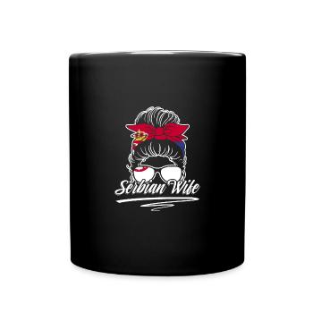 Awesome Serbian Wife Messy Bun A Srbija Lover - Tasse einfarbig - Schwarz - Vorne