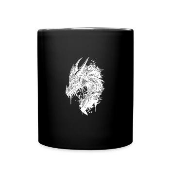 Gruseliger vintager Drache - Tasse einfarbig - Schwarz - Vorne