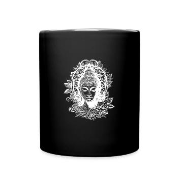 Meditating Buddha Enlightenment Portrait - Full Colour Mug - black - Front