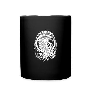Adler als Wappen Logo in Tattoo Feder Style - Tasse einfarbig - Schwarz - Vorne