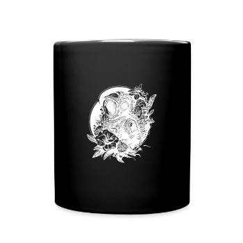Astronaute avec des fleurs au clair de lune - Mug uni - noir - Devant