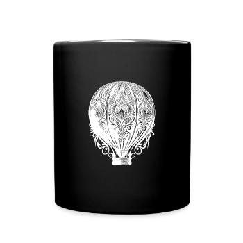Vintage Hot Air Balloon Fan Design - Full Colour Mug - black - Front