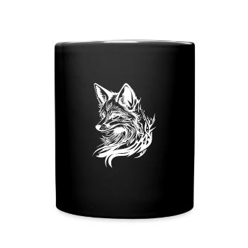 Eleganter süsser Fuchs in Tattoo Tinte - Tasse einfarbig - Schwarz - Vorne