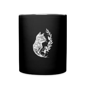 Petit chat mignon dans le style tatouage de la nature - Mug uni - noir - Devant