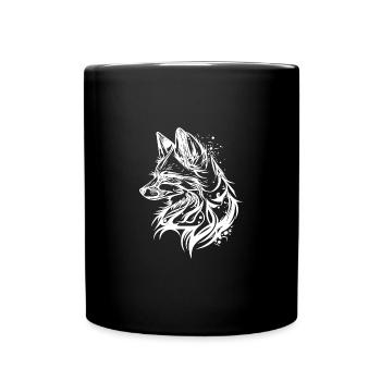 Eleganter Fuchs in Tribal Tattoo Tinte - Tasse einfarbig - Schwarz - Vorne