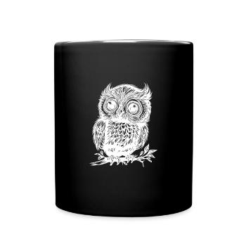 Süsse niedliche vintage Eule - Tasse einfarbig - Schwarz - Vorne
