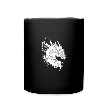 Dragon maléfique en robe vintage à échelle naturelle - Mug uni - noir - Devant