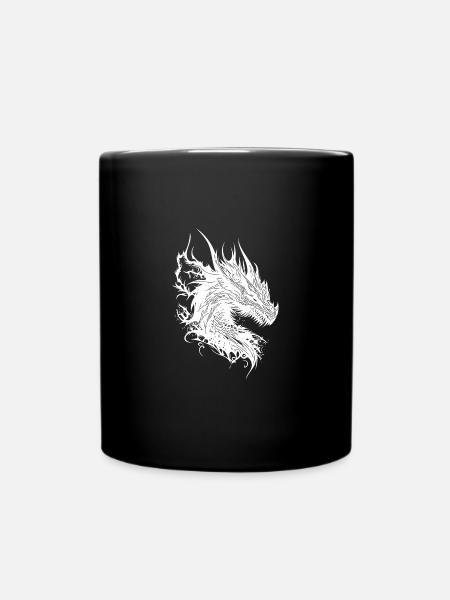 Evil dragon in vintage natural scale dress - Full Colour Mug - black