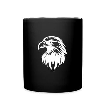 Elegant eagle logo in tattoo style - Full Colour Mug - black - Front