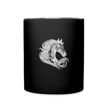 Stallion portrait with elegant mane in the wind - Full Colour Mug - black - Front