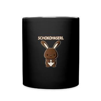 Schokohaserl Süßer Naschkatzen Oster-Schokohase - Tasse einfarbig - Schwarz - Vorne