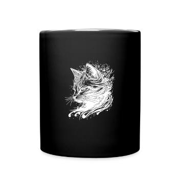 Petit chat mignon dans le style de tatouage Nature Splash - Mug uni - noir - Devant