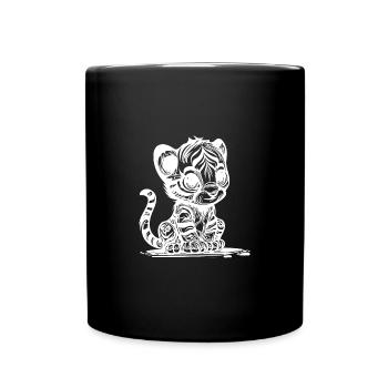 Small tiger with cute striped pattern - Full Colour Mug - black - Front