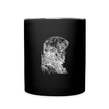 Cool vintage astronaut with open helmet - Full Colour Mug - black - Front