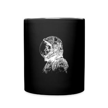 Vintager Kosmonaut mit geschlossenem Helm - Tasse einfarbig - Schwarz - Vorne