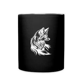 Kleiner niedlicher Fuchs Porträt Tattoo Tinte - Tasse einfarbig - Schwarz - Vorne