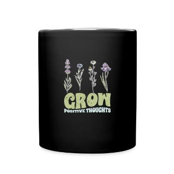 Vintage Grow Positive Thoughts Plant Lover - Full Colour Mug - black - Front