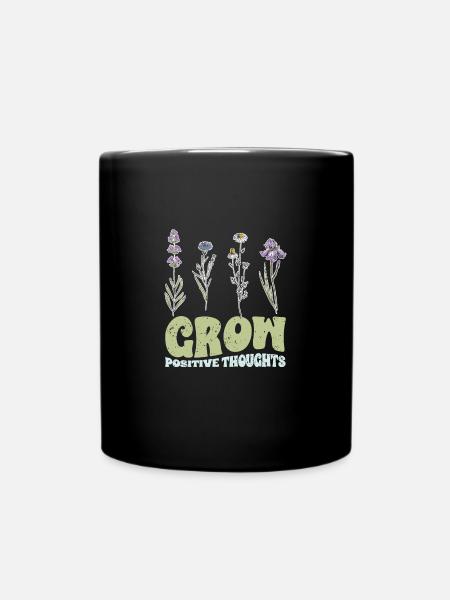 Vintage Grow Positive Thoughts Plant Lover - Tasse einfarbig - Schwarz