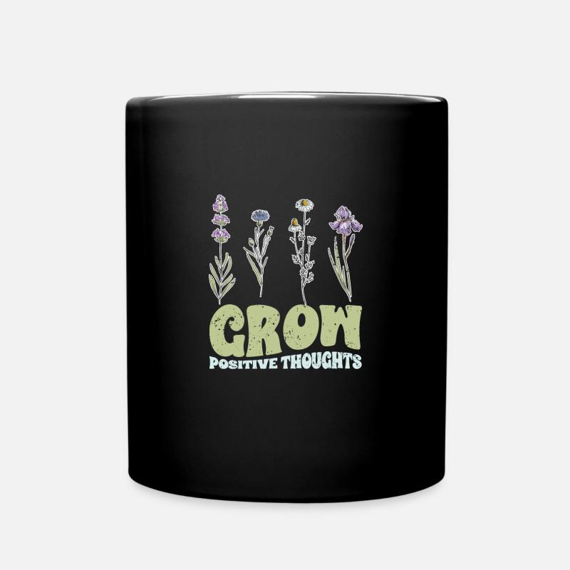 Vintage Grow Positive Thoughts Plant Lover - Tasse einfarbig - Schwarz