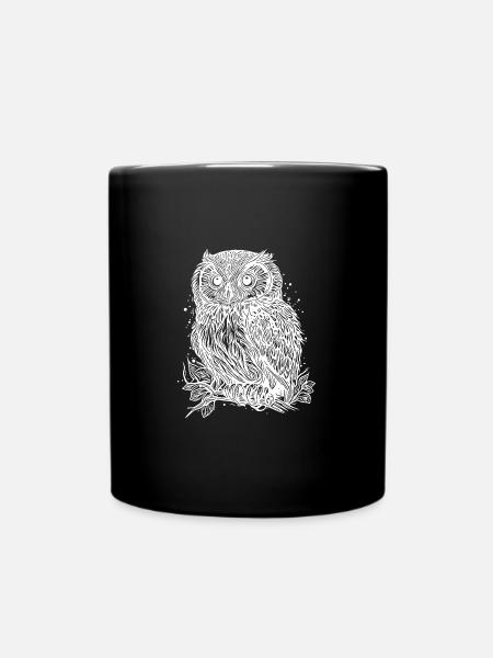 Wald Eule Natur Motiv für Eule Liebhaber - Tasse einfarbig - Schwarz