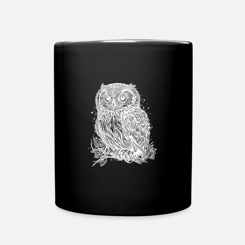 Wald Eule Natur Motiv für Eule Liebhaber - Tasse einfarbig - Schwarz