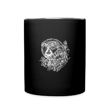 Papagei Portrait Eleganter Vintager Vogel - Tasse einfarbig - Schwarz - Vorne