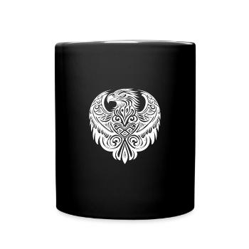 Adler Kopf Logo im Tattoo Cartoon Style - Tasse einfarbig - Schwarz - Vorne