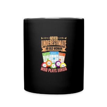 Ne sous-estimez jamais un bingo drôle de vieille femme - Mug uni - noir - Devant