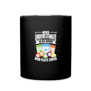 Ne sous-estimez jamais un bingo vintage de vieille femme - Mug uni - noir - Devant