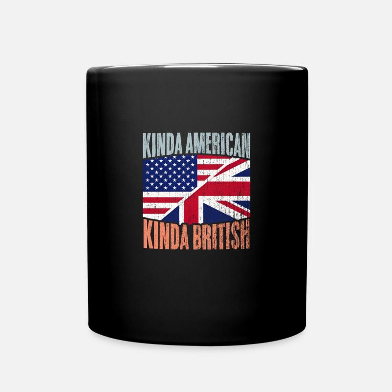 Vintage Half USA Half Britain A Kinda American - Full Colour Mug - black