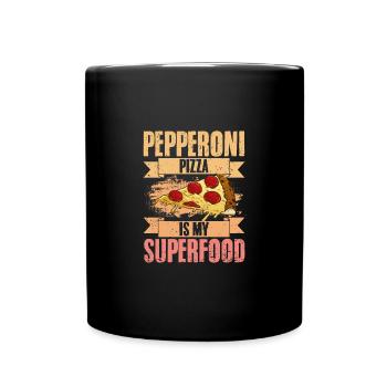 Pepperoni Pizza Retro Superfood Pizza Eating For - Tasse einfarbig - Schwarz - Vorne