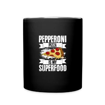 Pepperoni Pizza Funny Superfood Pizza Eating For - Tasse einfarbig - Schwarz - Vorne