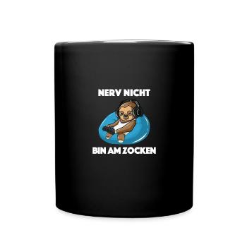 Nerv nicht bin am Zocken Spruch Lustiger Spieler - Tasse einfarbig - Schwarz - Vorne