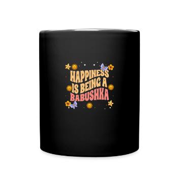 Retro Happiness Is Being A Babushka Rossiya - Full Colour Mug - black - Front