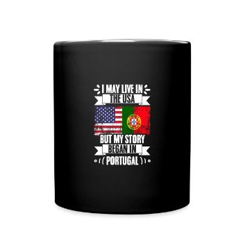 I May Live In The USA But My Story Began In - Full Colour Mug - black - Front