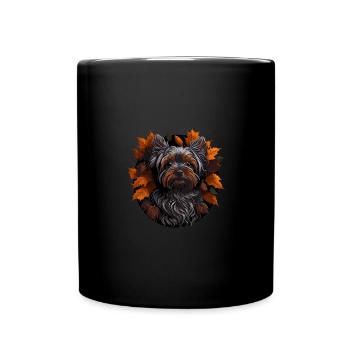 Yorkshire Terrier Chien En Automne Feuilles D’automne - Mug uni - noir - Devant