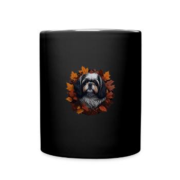 Shih Tzu Chien en automne Feuilles d’automne - Mug uni - noir - Devant