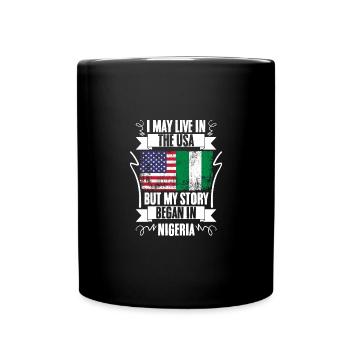 Je vis peut-être aux États-Unis, mais mon histoire commence en - Mug uni - noir - Devant
