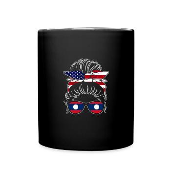 Awesome Half American Half Laotian Girl Messy Bun - Full Colour Mug - black - Front