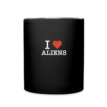 Alien Love UFO I love Aliens - Tasse einfarbig - Schwarz - Vorne