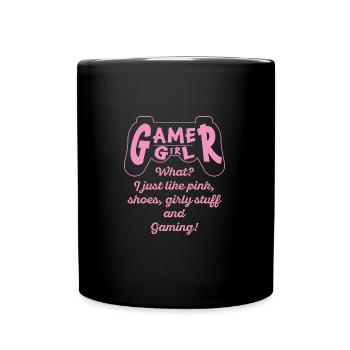 Gamer Girl I Like Pink, Shoes and Gaming - Full Colour Mug - black - Front