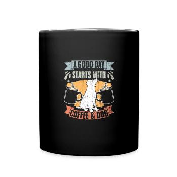 Vintage Une bonne journée commence avec du café et du chien - Mug uni - noir - Devant