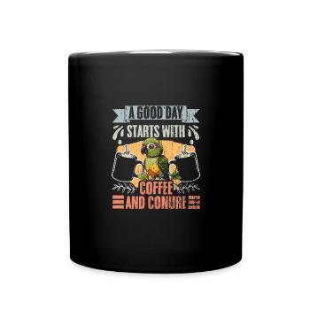 A Good Day Starts With Coffee And Conure Vintage - Tasse einfarbig - Schwarz - Vorne