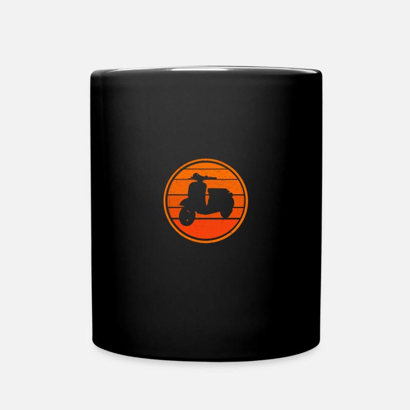 Retro Motorroller Mofa Roller Rollerfahrer Vintage - Tasse einfarbig - Schwarz