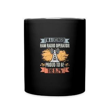 Retro I'm A Licensed Ham Radio Operator Proud To - Full Colour Mug - black - Front