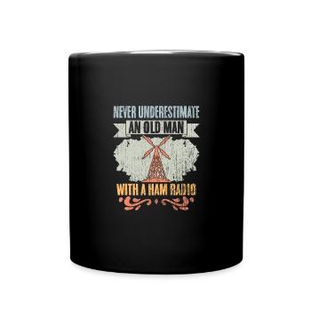Never Underestimate An Old Man Retro Amateur Radio - Full Colour Mug - black - Front