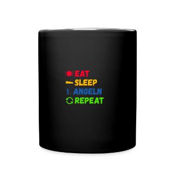 Eat Sleep Angeln Repeat Angler Geschenk Tshirt - Tasse einfarbig - Schwarz - Vorne